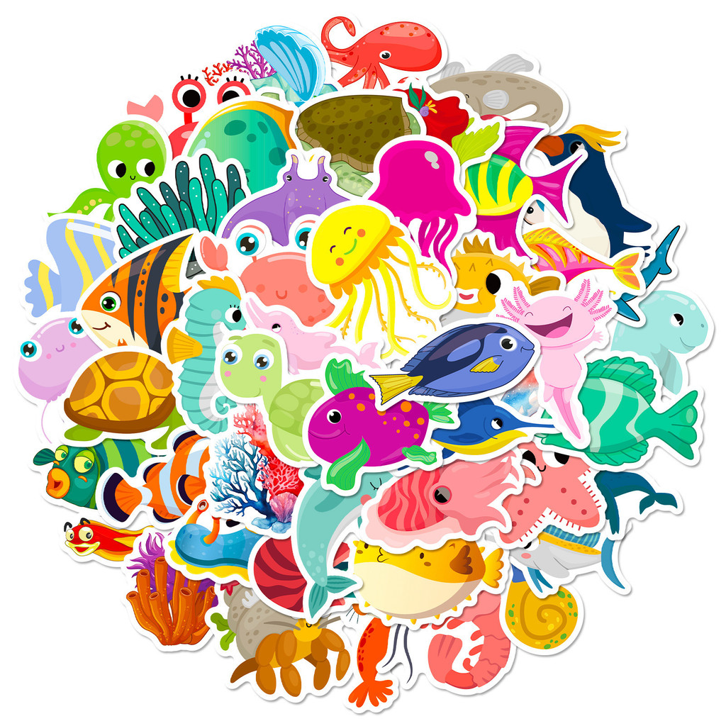 50Pcs Marine Life Stickers - C - đánh giá và giá Marine Aquarium Design